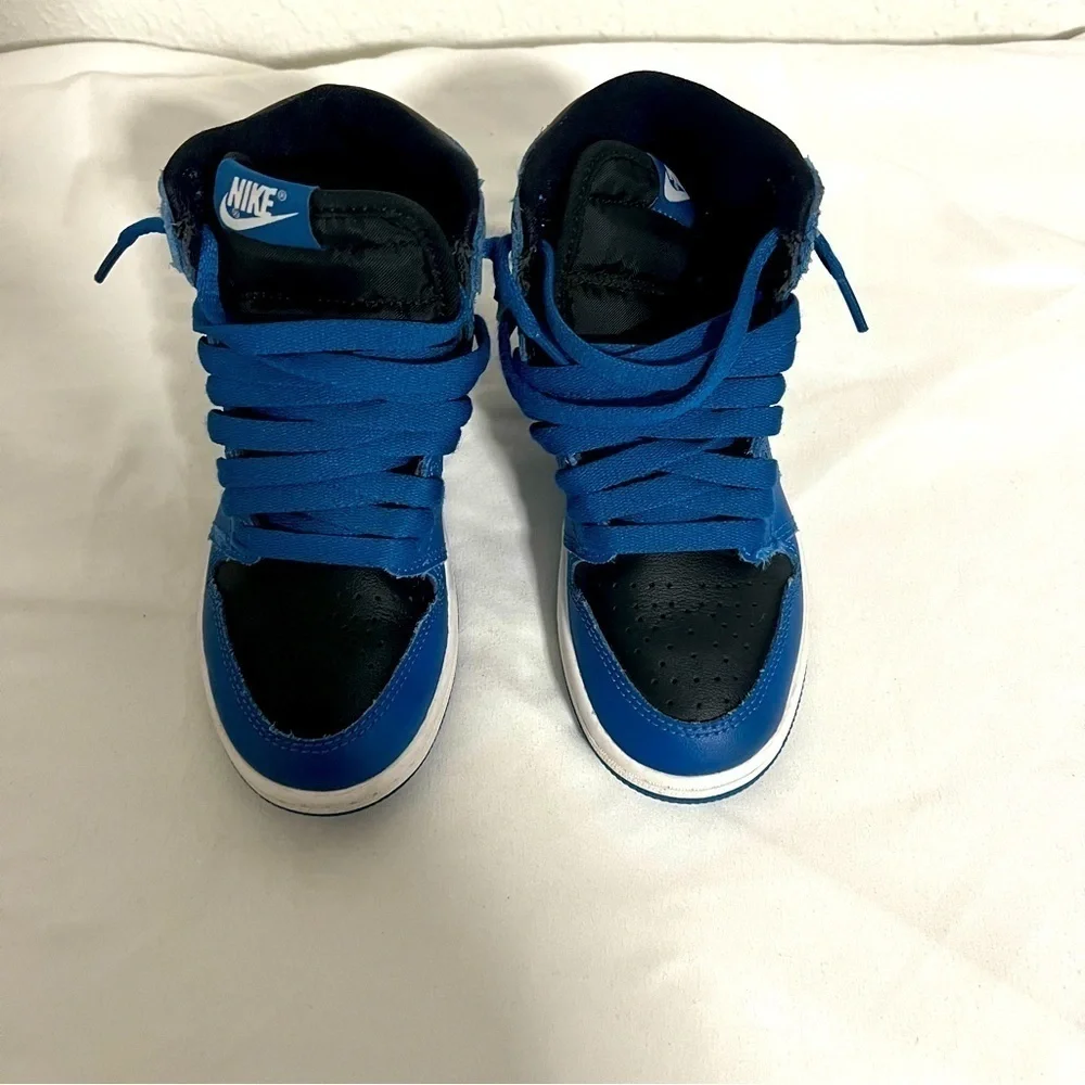 Jordan Air 1 Retro High OG (PS) 13c ‘Dark Marina Blue' Blk/Wht AQ2665-404 EUC
